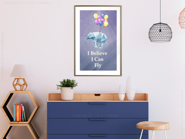 Poster Flying Elephant - composition with an animal and English texts 114572 additionalImage 13