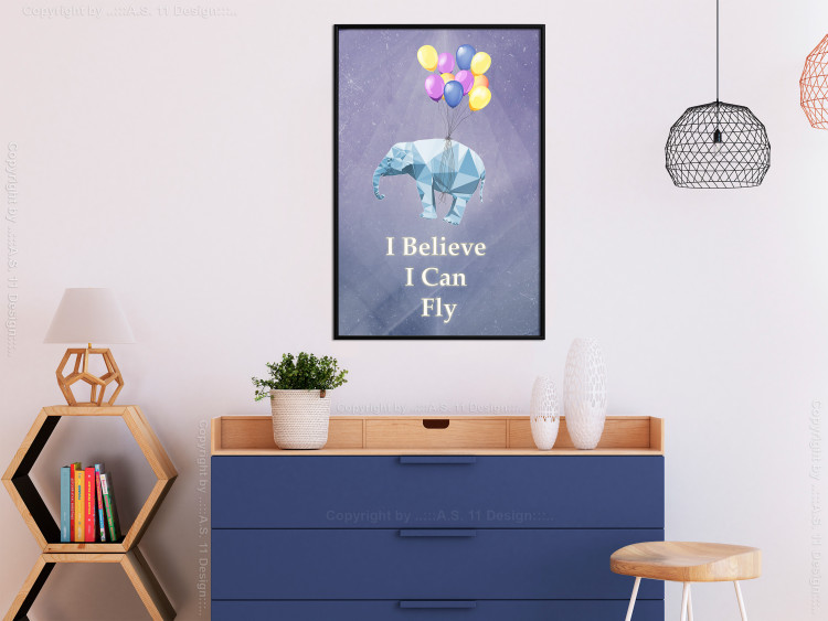 Poster Flying Elephant - composition with an animal and English texts 114572 additionalImage 3