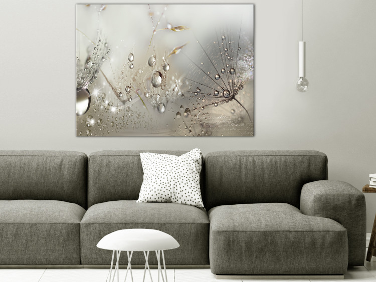 Canvas Print Summer in Beige Shades (1-part) - Drops of Nature on a Dandelion 114972 additionalImage 3