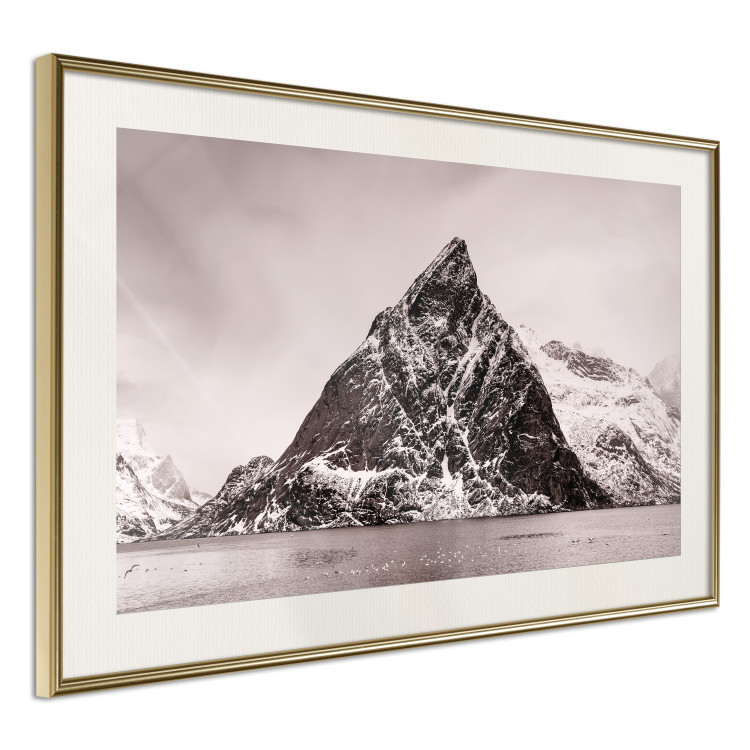Wall Poster Lofoten - landscape of a high mountain on a solitary island in the middle of winter 115172 additionalImage 2