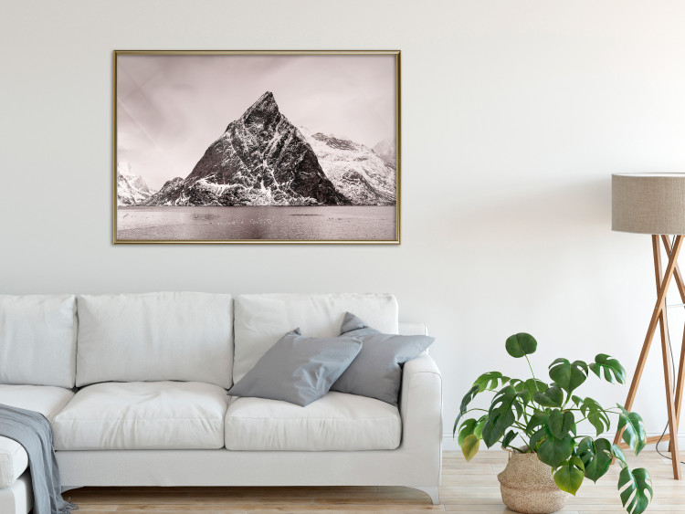 Wall Poster Lofoten - landscape of a high mountain on a solitary island in the middle of winter 115172 additionalImage 5