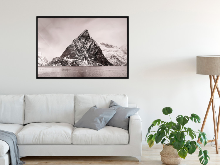 Wall Poster Lofoten - landscape of a high mountain on a solitary island in the middle of winter 115172 additionalImage 3