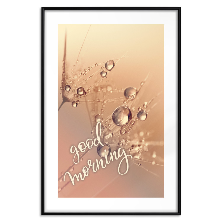 Poster Good morning - water drops on dandelions and warm-colored background 116372 additionalImage 17