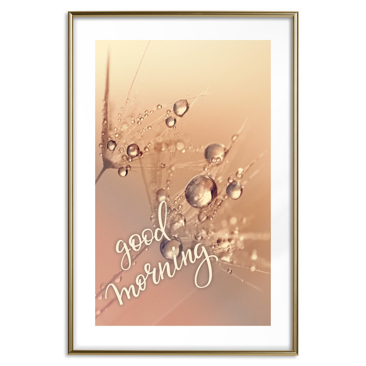 Poster Good morning - water drops on dandelions and warm-colored background 116372 additionalImage 14