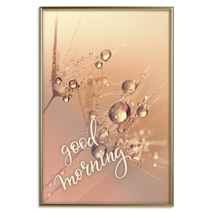 Poster Good morning - water drops on dandelions and warm-colored background 116372 additionalImage 16