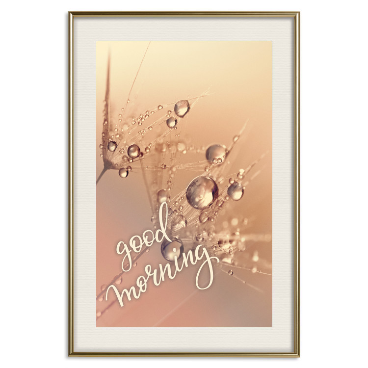 Poster Good morning - water drops on dandelions and warm-colored background 116372 additionalImage 19