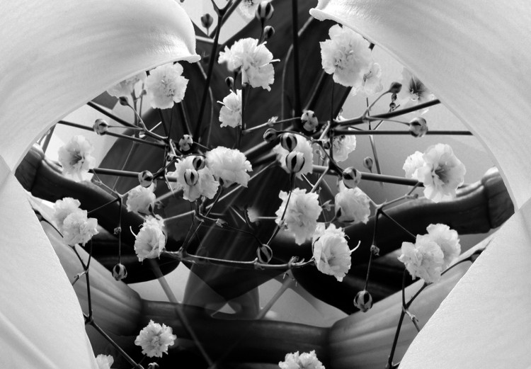 Canvas Abstract Lily Bouquet (1-part) - Black and White Flower Shade 117172 additionalImage 5