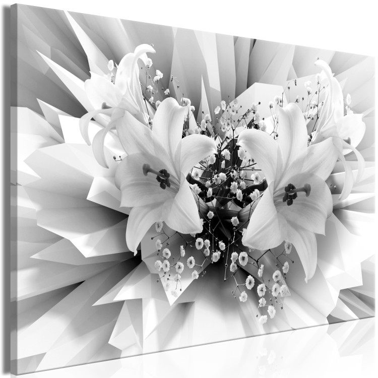 Canvas Abstract Lily Bouquet (1-part) - Black and White Flower Shade 117172 additionalImage 2