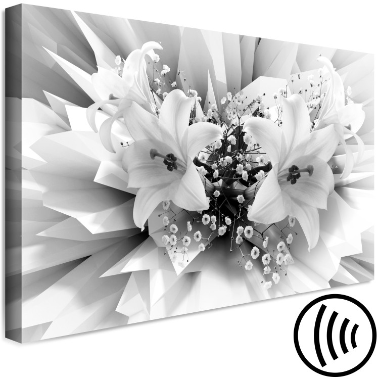 Canvas Abstract Lily Bouquet (1-part) - Black and White Flower Shade 117172 additionalImage 6