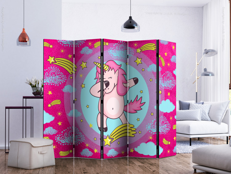 Room Divider Screen Dancing Unicorn II - fantasy horse on a colorful background with stars 117372 additionalImage 2