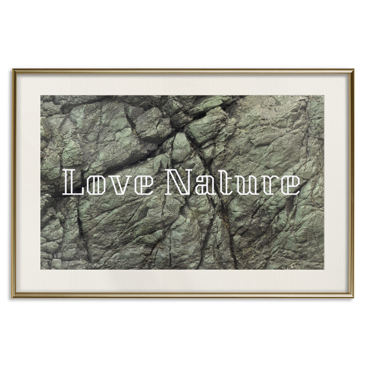 Poster Love Nature - composition with white text on a background of light green stone 117772 additionalImage 19