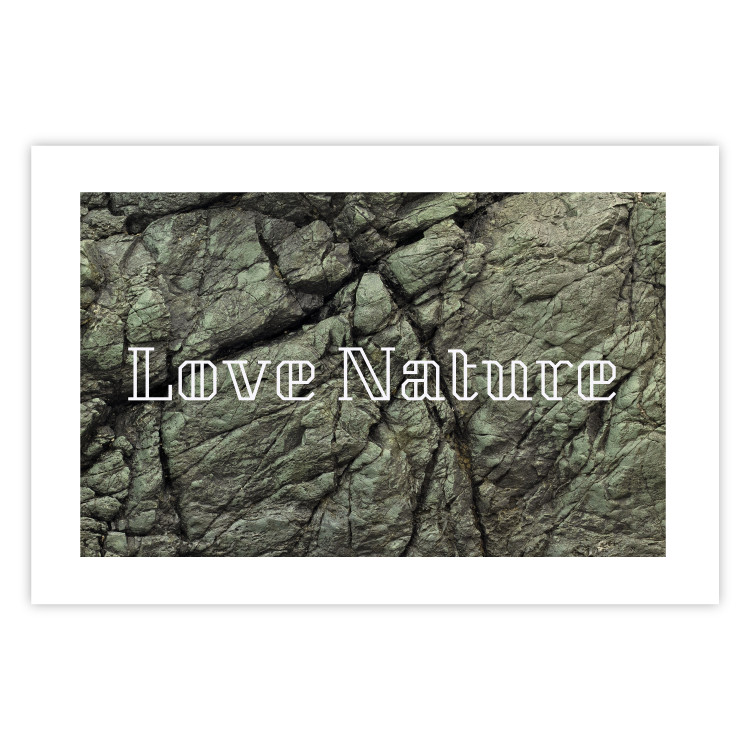 Poster Love Nature - composition with white text on a background of light green stone 117772 additionalImage 25