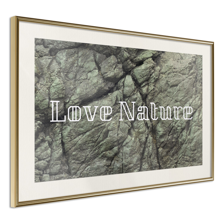 Poster Love Nature - composition with white text on a background of light green stone 117772 additionalImage 2