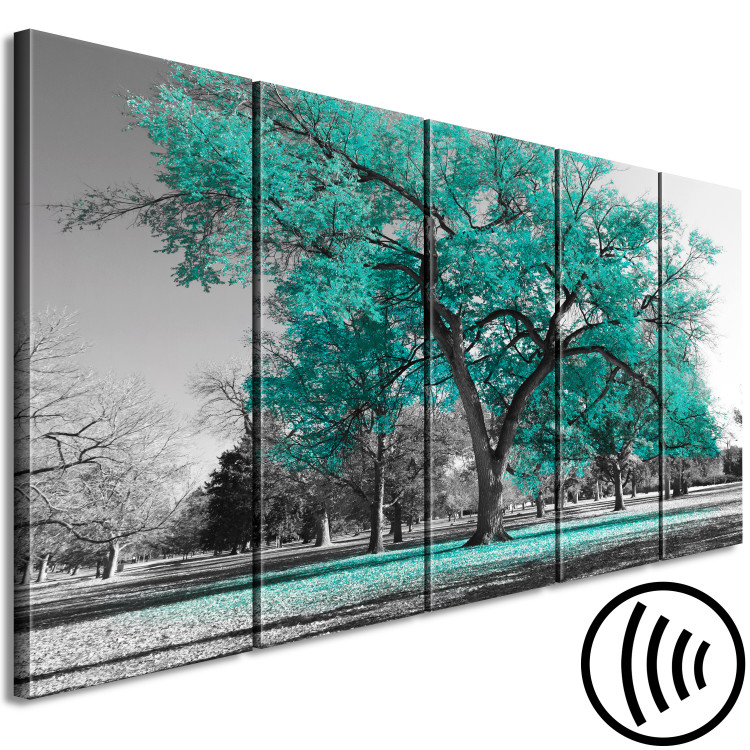 Canvas Autumn in the Park (5 Parts) Narrow Turquoise 122772 additionalImage 6