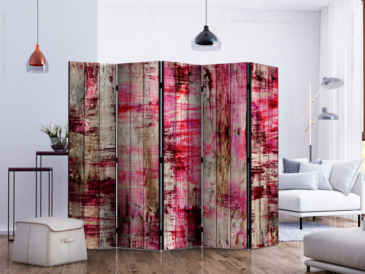Room Divider Screen Abstract Wood II - wooden boards with abstract painting 122972 additionalImage 2