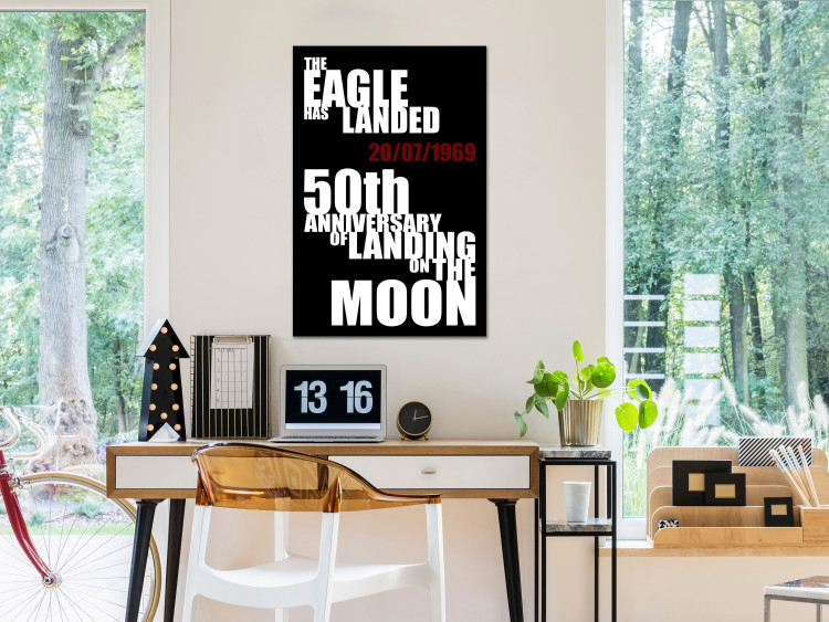 Canvas First Moon landing - black and white typography in English 123172 additionalImage 3