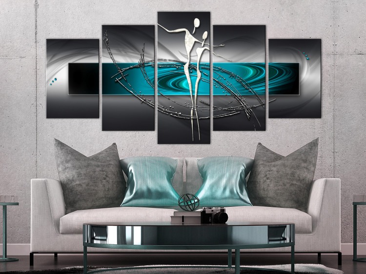 Canvas Art Print Tango (5 Parts) Wide Turquoise 123572 additionalImage 3