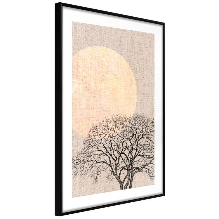 Wall Poster Morning Full Moon - tree and yellow moon on fabric texture 123772 additionalImage 11