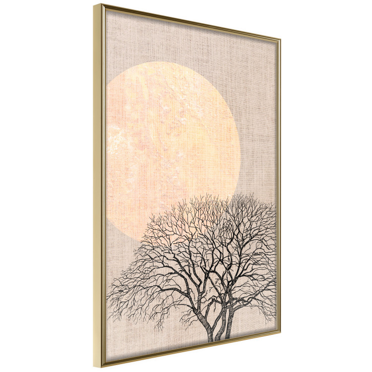 Wall Poster Morning Full Moon - tree and yellow moon on fabric texture 123772 additionalImage 12