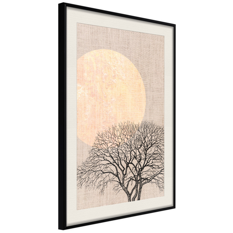 Wall Poster Morning Full Moon - tree and yellow moon on fabric texture 123772 additionalImage 3