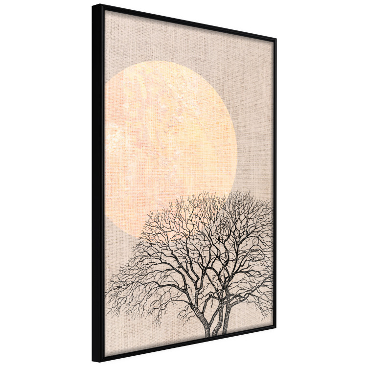 Wall Poster Morning Full Moon - tree and yellow moon on fabric texture 123772 additionalImage 12