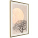 Wall Poster Morning Full Moon - tree and yellow moon on fabric texture 123772 additionalThumb 2