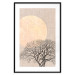 Wall Poster Morning Full Moon - tree and yellow moon on fabric texture 123772 additionalThumb 17