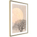 Wall Poster Morning Full Moon - tree and yellow moon on fabric texture 123772 additionalThumb 6