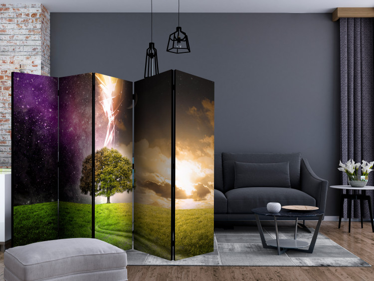 Room Separator Magical Tree II (5-piece) - colorful fantasy in a nighttime meadow 124172 additionalImage 4