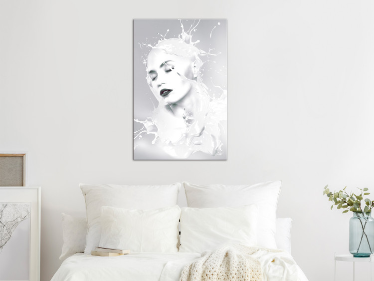 Canvas Art Print Woman bathed in milk - an abstract composition on grey background 124472 additionalImage 3