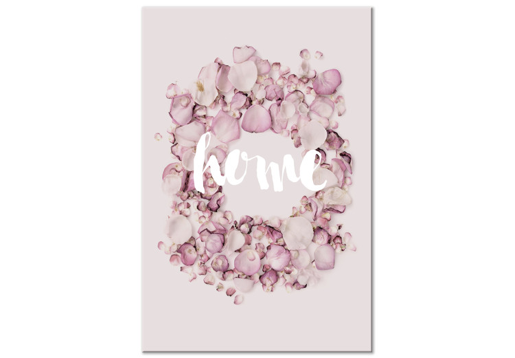 Canvas Print Scented Home (1-part) vertical - English inscription and pink flowers 127472