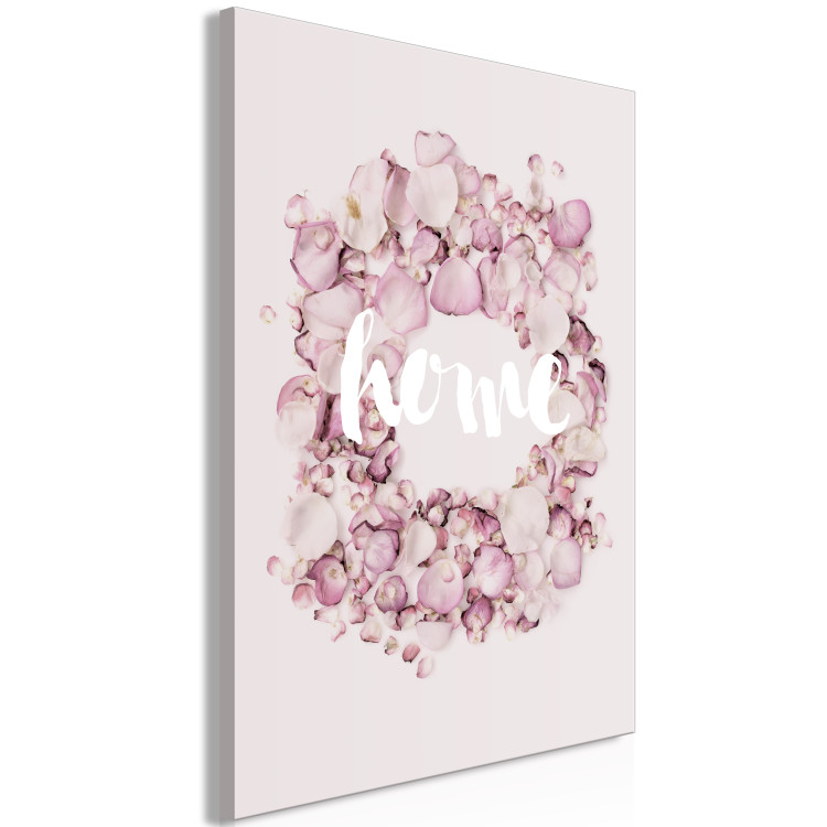 Canvas Print Scented Home (1-part) vertical - English inscription and pink flowers 127472 additionalImage 2