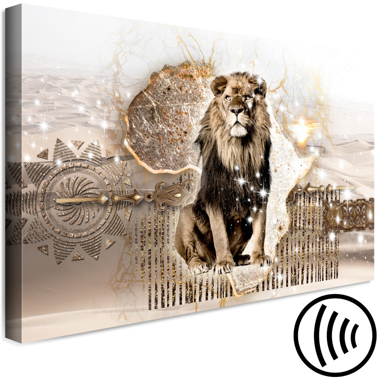 Canvas Art Print Wind from Africa (1-part) wide - lion on an abstract light background 129372 additionalImage 6