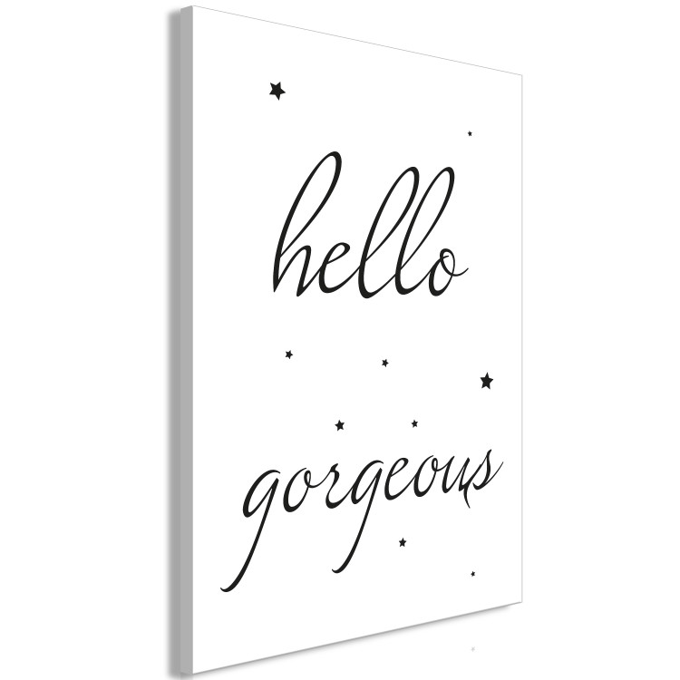 Canvas Art Print Hello Gorgeous (1-part) vertical - English inscription with stars 129572 additionalImage 2