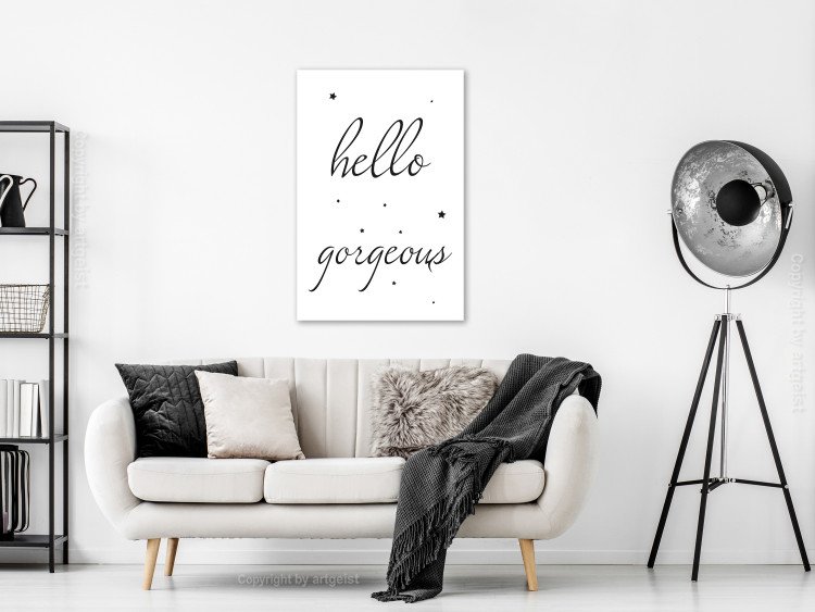 Canvas Art Print Hello Gorgeous (1-part) vertical - English inscription with stars 129572 additionalImage 3