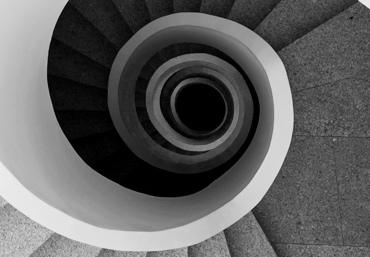 Poster White Stairs - black and white architecture of a winding staircase 129772 additionalImage 12