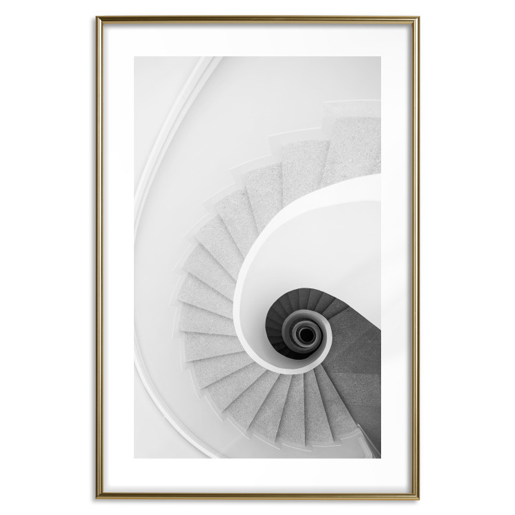 Poster White Stairs - black and white architecture of a winding staircase 129772 additionalImage 16