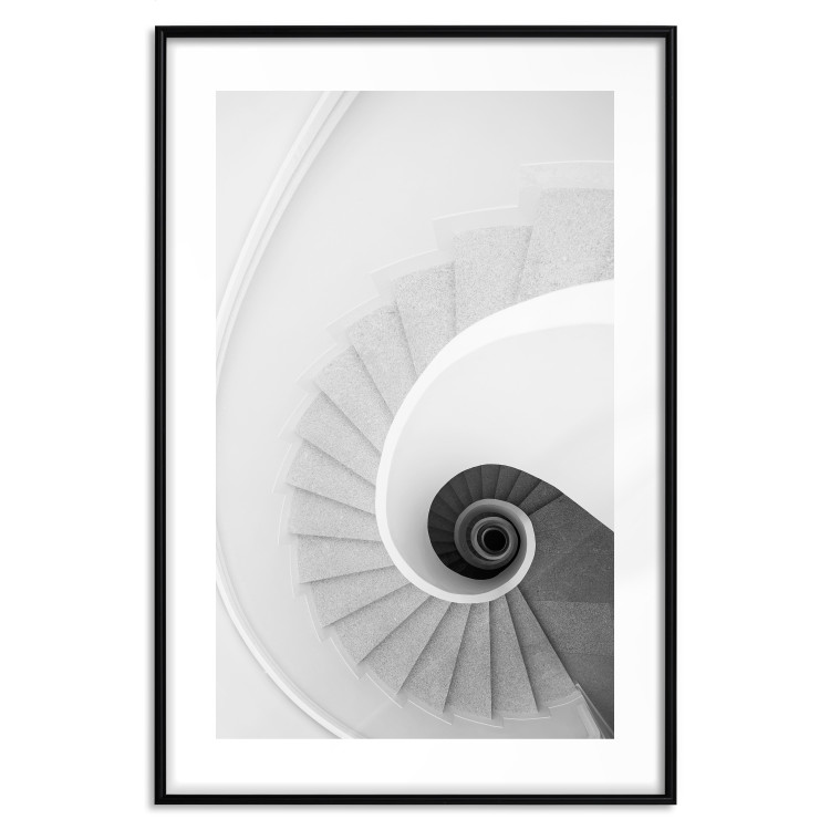 Poster White Stairs - black and white architecture of a winding staircase 129772 additionalImage 17