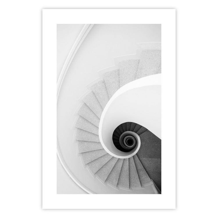 Poster White Stairs - black and white architecture of a winding staircase 129772 additionalImage 25