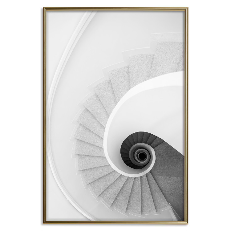 Poster White Stairs - black and white architecture of a winding staircase 129772 additionalImage 21
