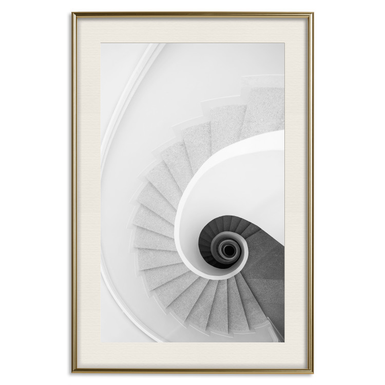 Poster White Stairs - black and white architecture of a winding staircase 129772 additionalImage 20
