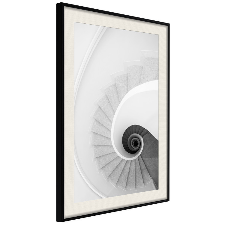 Poster White Stairs - black and white architecture of a winding staircase 129772 additionalImage 2