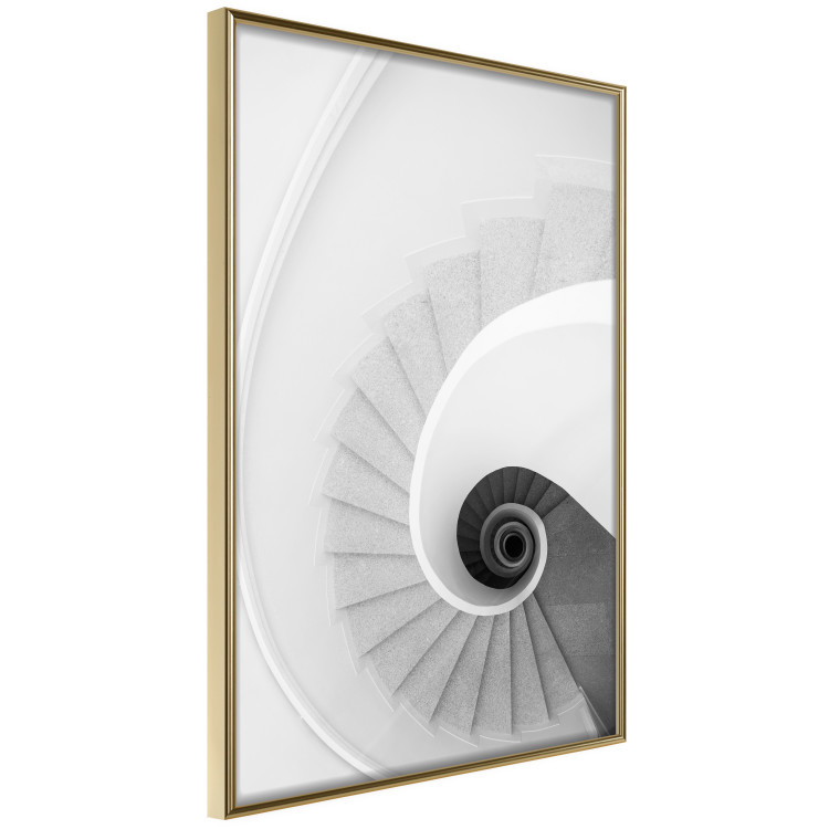 Poster White Stairs - black and white architecture of a winding staircase 129772 additionalImage 12