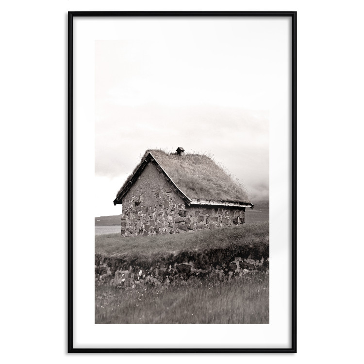 Poster Fisherman's Hut - landscape of a field and a stone house against a clear sky 130272 additionalImage 15