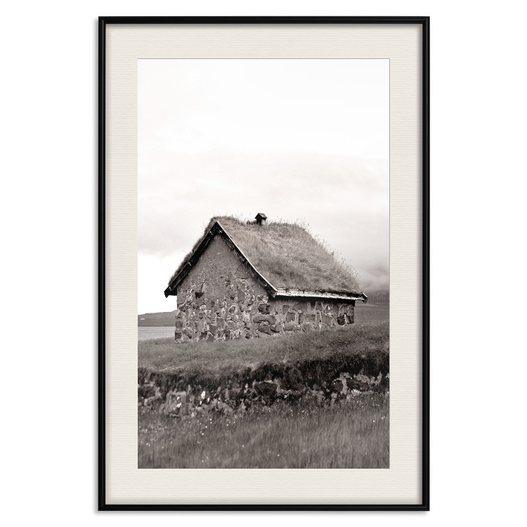 Poster Fisherman's Hut - landscape of a field and a stone house against a clear sky 130272 additionalImage 19
