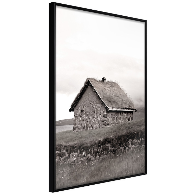 Poster Fisherman's Hut - landscape of a field and a stone house against a clear sky 130272 additionalImage 13