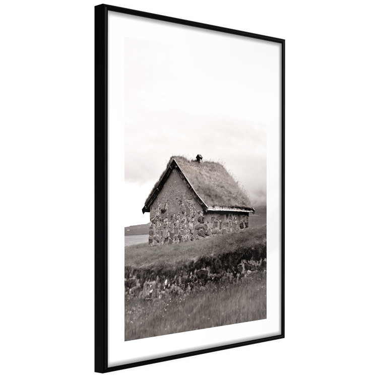 Poster Fisherman's Hut - landscape of a field and a stone house against a clear sky 130272 additionalImage 14