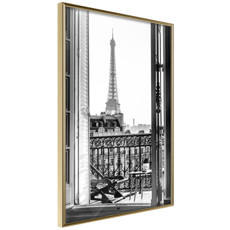 Wall Poster Balcony View - black and white landscape view from a window overlooking the Eiffel Tower 132272 additionalImage 12