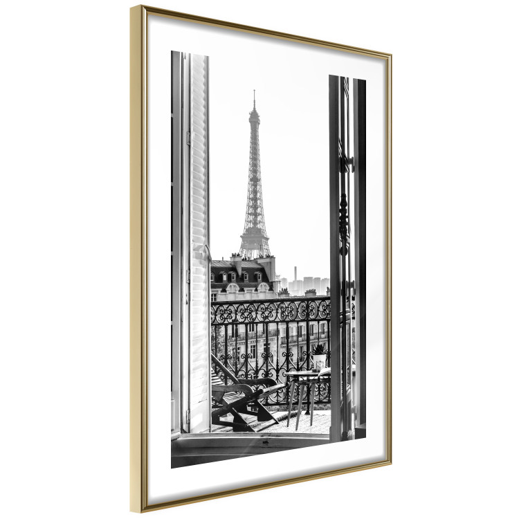 Wall Poster Balcony View - black and white landscape view from a window overlooking the Eiffel Tower 132272 additionalImage 9