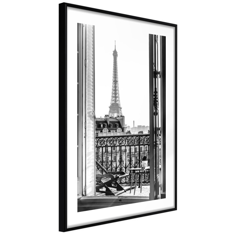 Wall Poster Balcony View - black and white landscape view from a window overlooking the Eiffel Tower 132272 additionalImage 8